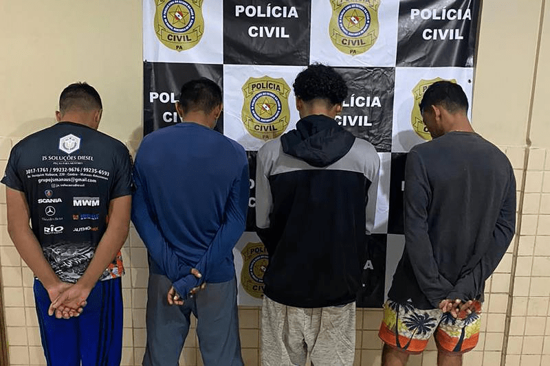 Quatro homens foram presos em flagrante pelo transporte da droga ilícita. Imagem reprodução: PC-PA.